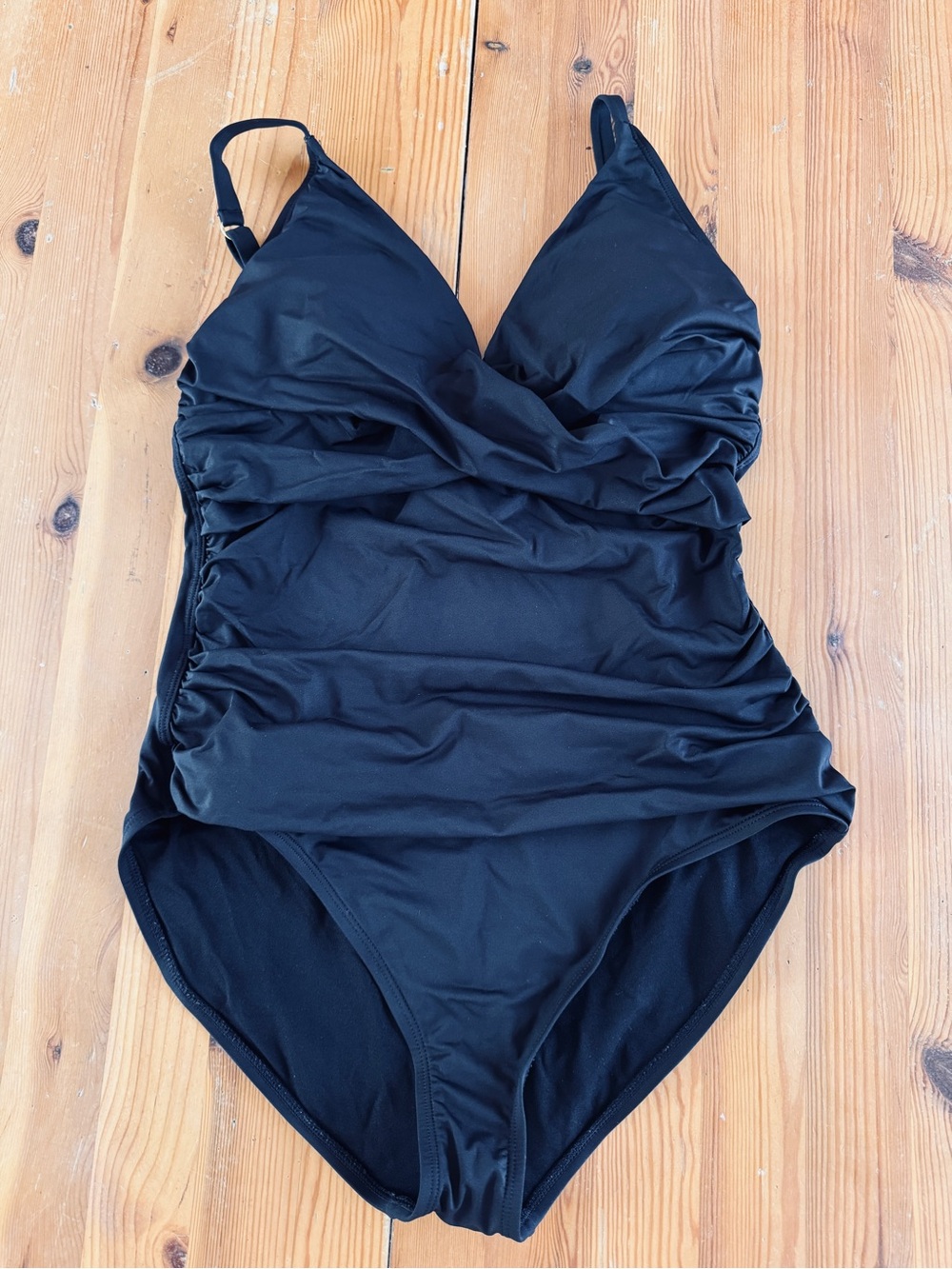 Tommy Bahama Black Ruched One-Piece Swimsuit